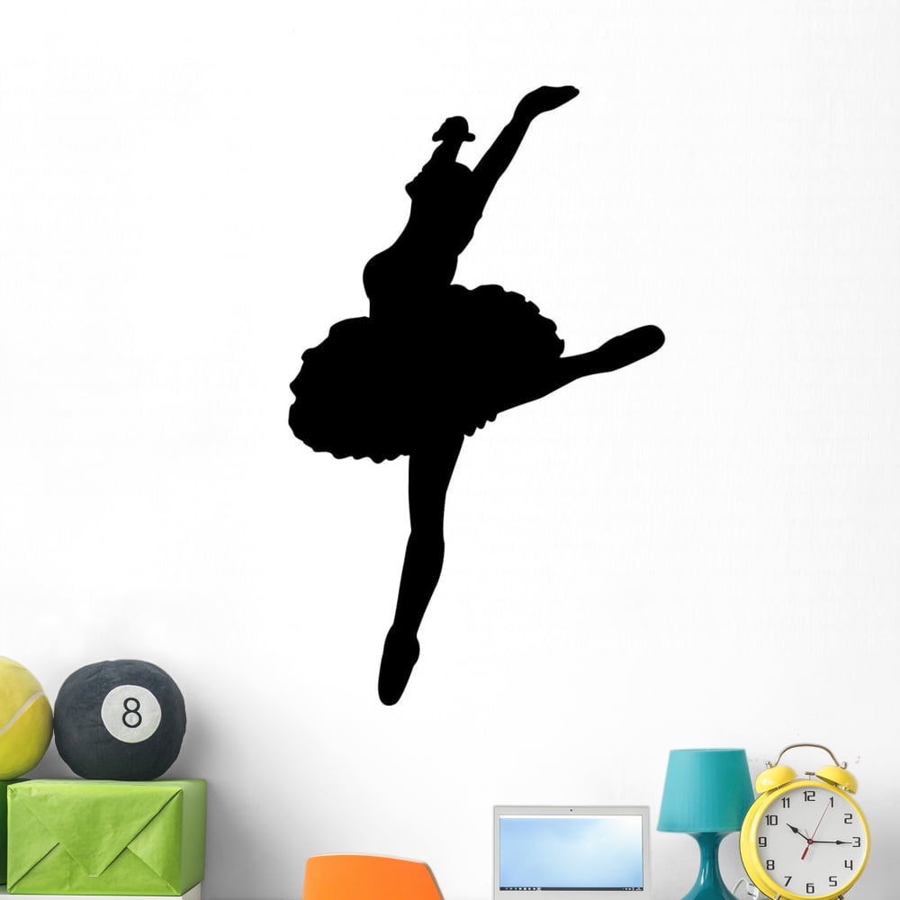 Black Ballet Dancer Silhouette Wall Decal by Wallmonkeys Peel and Stick