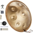 thumbnail image 1 of KFFKFF Tambour à Main, 22 Po et 9 Notes, Tambour à Main en Do Mineur, Instrument de Tambour à Main avec Baguettes, Support de Handpan 440 Hz et Sac de Transport, Tambour Sound en Acier pour Guérison, 1 of 9