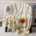 thumbnail image 3 of Throw Blanket for Couch Sunflower Soft Fleece Flannel Blankets Cozy Lightweight Blanket for Home Sofa Living Room Yellow Flower Watercolor Bed Throws 60" x 80", 3 of 9