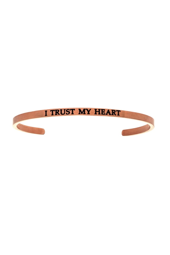Stainless Steel I TRUST MY HEART Diamond Accent Cuff Bangle Bracelet, 7