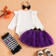 thumbnail image 5 of NOLDARES My First Halloween Baby Girl Outfit Pumpkin Embroidery Lapel Collar Long Sleeve Romper Baby Girl Halloween 3Pcs Outfit(Orange,2-3 Months), 5 of 9