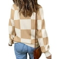 thumbnail image 4 of MOSHU Oversized Sweaters for Women Drop Shoulder Plaid Colorblock Tops Fall Crewneck Pullover Sweater, 4 of 10