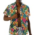 thumbnail image 2 of Garronmavis Hawaiian Plumeria Couples' Outfits Men's Button Up Shirt Comfortable Summer Beach Shirts and Women's Short Sleeve Shirts Light Hawaiian Party Blouse Tops, 2 of 8