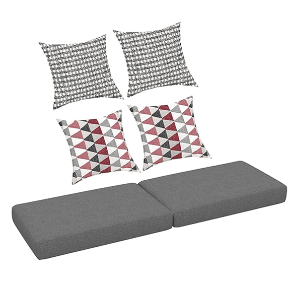 54-Inch Folding Bench Cushion with 4 Pillows, Waterproof Dark Gray Pad