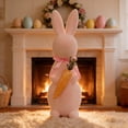 thumbnail image 6 of AURIGATE Easter Pink Flocked Bunny Figurine 4.3×13in, Foam Rabbit Statue with Simulated Carrot for Spring Easter Tabletop Home Farmhouse Party Decor, 6 of 6