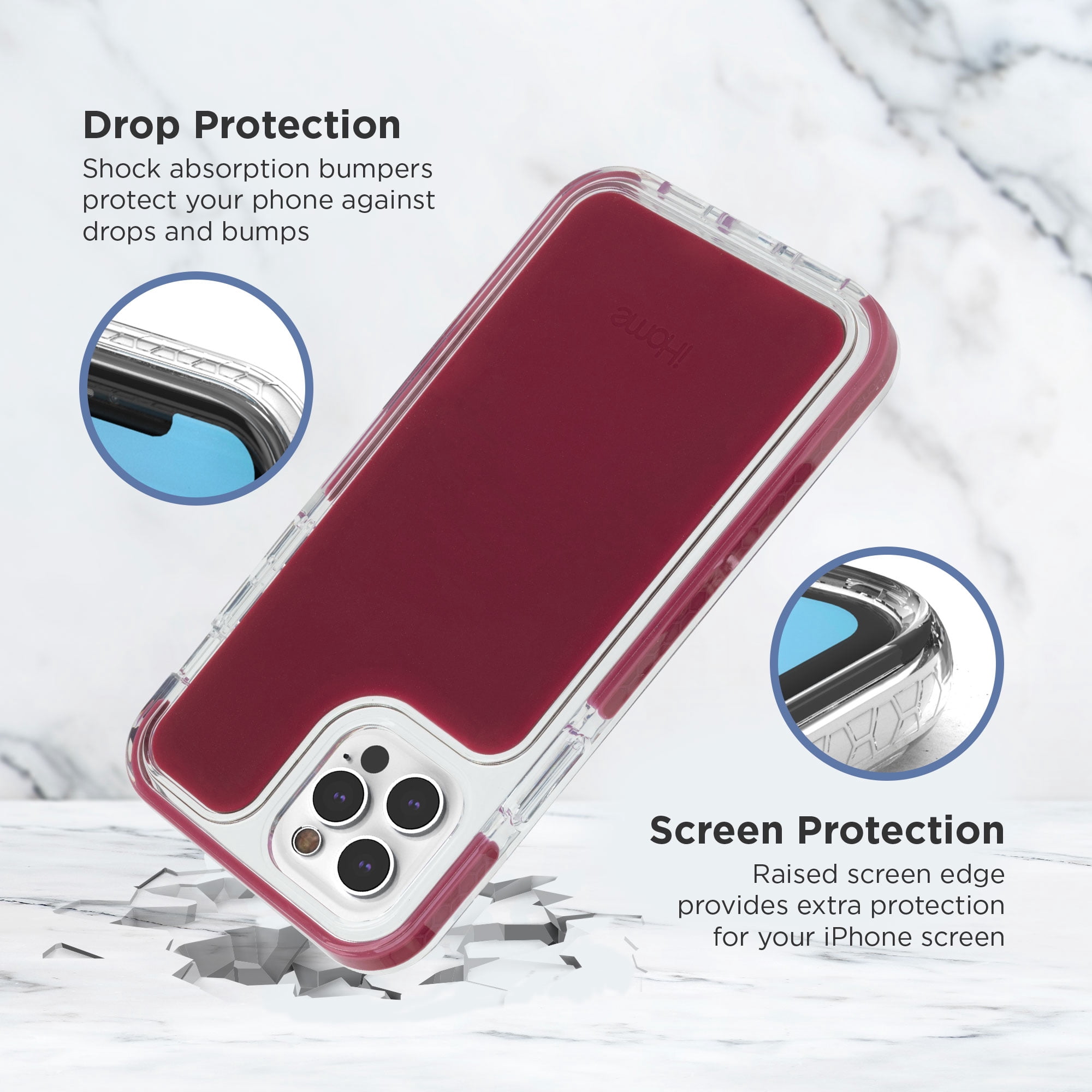 iHome Magnetic Silicone Velo Case: Premium Silicone, Lightweight, Ultra Slim, Shock Absorbent Velo Protective Case, MagSafe Compatible (iPhone 12/12 Pro, Burgandy)