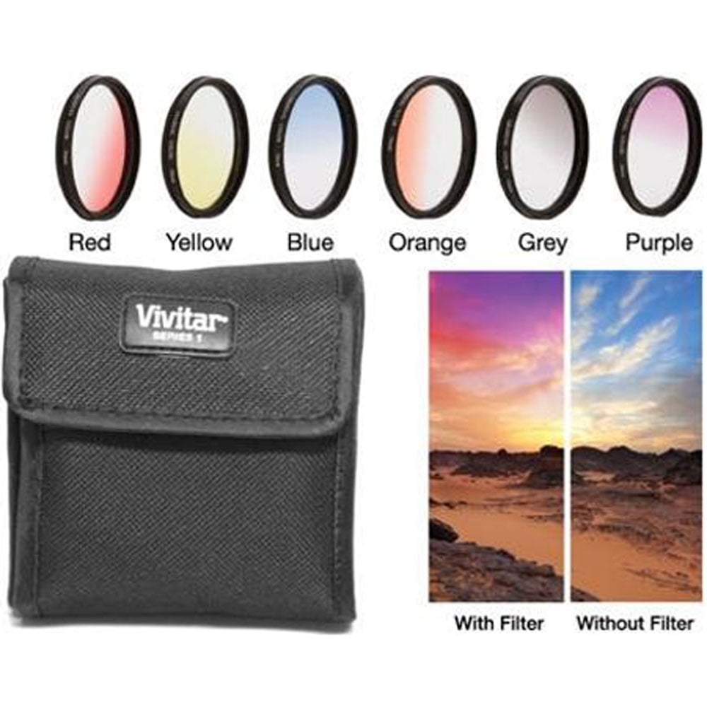 Vivitar 49mm Graduated Color Multicoated Filter Set Red Yellow Blue