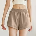thumbnail image 6 of High Waisted Running Shorts for Women, Mesh Workout Sport Athletic Workout Shorts with Pocket Khaki L, 6 of 9