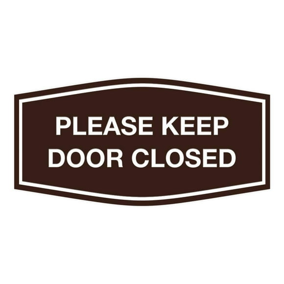 Signs ByLITA Fancy Please Keep Door Closed Sign - Security and Safety | Durable Material | Easy to Install (Dark Brown) - Small 1 Pack