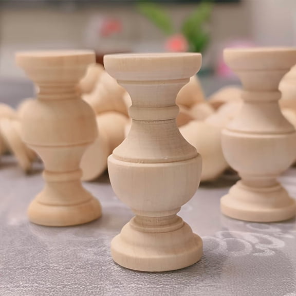 20 Pack Unfinished Wooden Baluster Spindles Raw Wood Craft Spindles Mini Turned Wood Columns for DIY Woodworking Furniture Decor Drawer Handles Shelves Railing Parts Handmade Craft Supplies