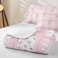 thumbnail image 4 of Erosebridal Princess Bow Twin Quilt Set for Girls, Plaid Spring Floral Twin Coverlet Set, 2 Pieces, 4 of 7