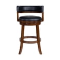 thumbnail image 2 of Bely Swivel Barstool Chair- Black Faux Leather- Cappuccino Brown Wood, 2 of 5