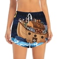 thumbnail image 4 of Lsque Ocean Scene with Noah's Ark Printed Women's Running Shorts with Liner Pockets,Elastic Quick Dry Workout Athletic Gym Yoga Shorts,Womens High Waist Shorts-Small, 4 of 9