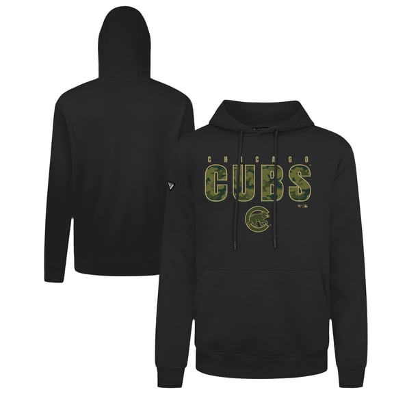 Men's Levelwear  Black Chicago Cubs Podium Protect Pullover Hoodie