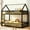 Black, variant on House Bunk Bed with Fence and Door, Metal Low Twin Over Twin Bunk Beds with Roof, Floor Bunk Loft Bed Frame,Black