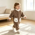 thumbnail image 6 of Maqroz Cute Girls Boys Fuzzy Fleece Snowsuit Winter Warm Romper Long Sleeve Hooded Onesie Outerwear Daily Wear Toddler Clothes with Animal Pockets, 6 of 8