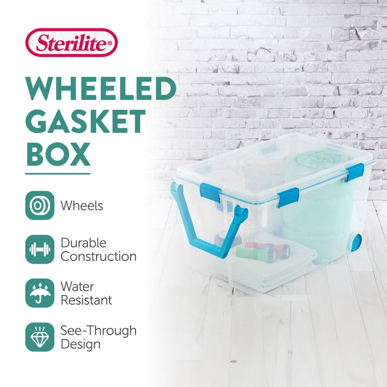 Sterilite, Storage Lid, 120-Qt, Clear with Blue Latch Handles
