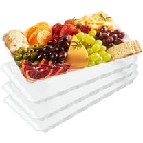 Plastic Serving Trays - Serving Platters Rectangle 9X13 Disposable Party Dish 4 White