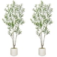 thumbnail image 6 of APRILSOUL 2Pack Tall Faux Olive Tree, 7FT Olive Trees Artificial Indoor with Large White Planter and Natural Wood Trunk and Realistic Leaves, Fake Olive Tree for Home House Office Décor, 6 of 7