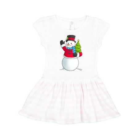 

Inktastic Snowman Holding Christmas Tree Gift Toddler Girl Dress