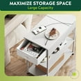thumbnail image 6 of CZMDZH Narrow Side Table with Charging Station, Couch Side Table for Living Room, Narrow End Table for Bedroom with Fabric Drawer, USB Ports and Power Outlets, Samll Nightstand Bedside Tables, White, 6 of 16