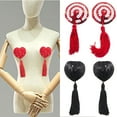 thumbnail image 2 of Sequins Tassels Nipple Covers Pasties Carnivals Raves Party Reusable Sticky Bra Petals Breast Sticker Lingerie for Women, 2 of 9