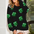 thumbnail image 2 of New & Trending!FUNUONY St Patricks Day Shirt Women's Sequin St. Day Sweatshirt Heart Sparkly Oversized Crewneck Long Sleeve Holiday Sweater Pollover Black L, 2 of 5