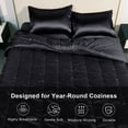 thumbnail image 4 of Black Silky 3Pcs Quilt Set, Comforter(68x90")+2 Pillowcases (20x28"),&nbsp;Full Size Comforter&nbsp;with Satin Bamboo Fabric, Machine Washable Lightweight Reversible&nbsp;Bedding Set, 4 of 9