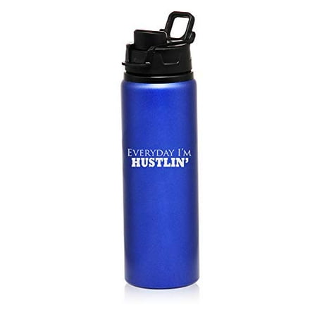 

MIP Brand 25 oz Aluminum Sports Water Travel Bottle Everyday I m Hustlin (Blue)