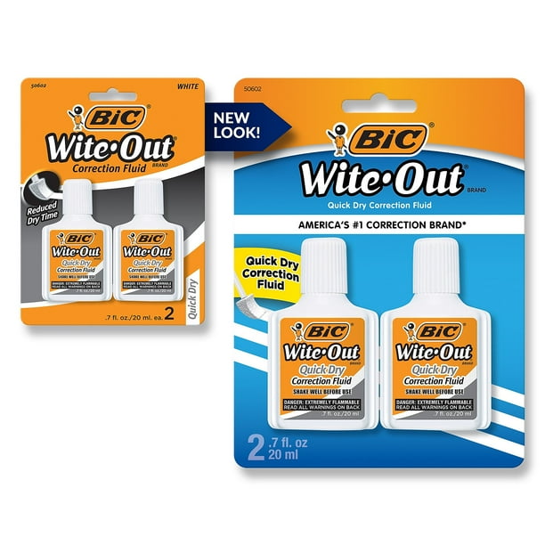 BIC WiteOut Quick Dry Correction Fluid 2/Pack (WOFQDP24AWHI