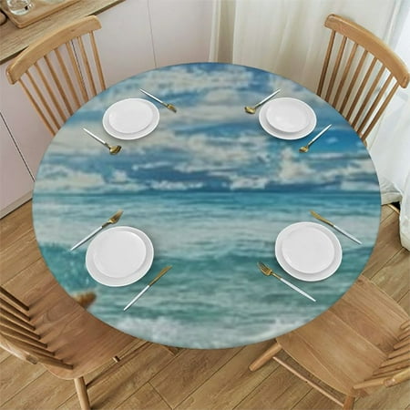 

Autua Round Tablecloth 100% Polyester Stain-Resistant Washable Ideal for Indoor Outdoor Restaurants Weddings Parties Home Kitchen Holiday Dinner Table Cloth 42 -46