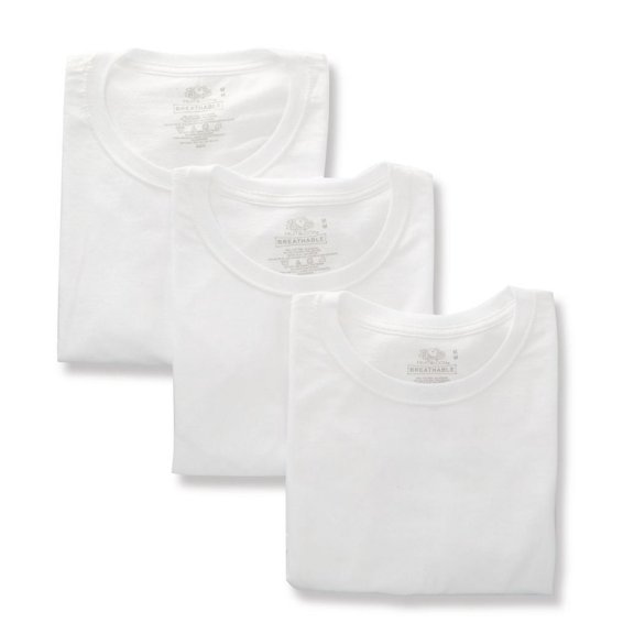 Fruit of the Loom Men's Breathable Cooling Cotton Crew Undershirts, 3-Pack