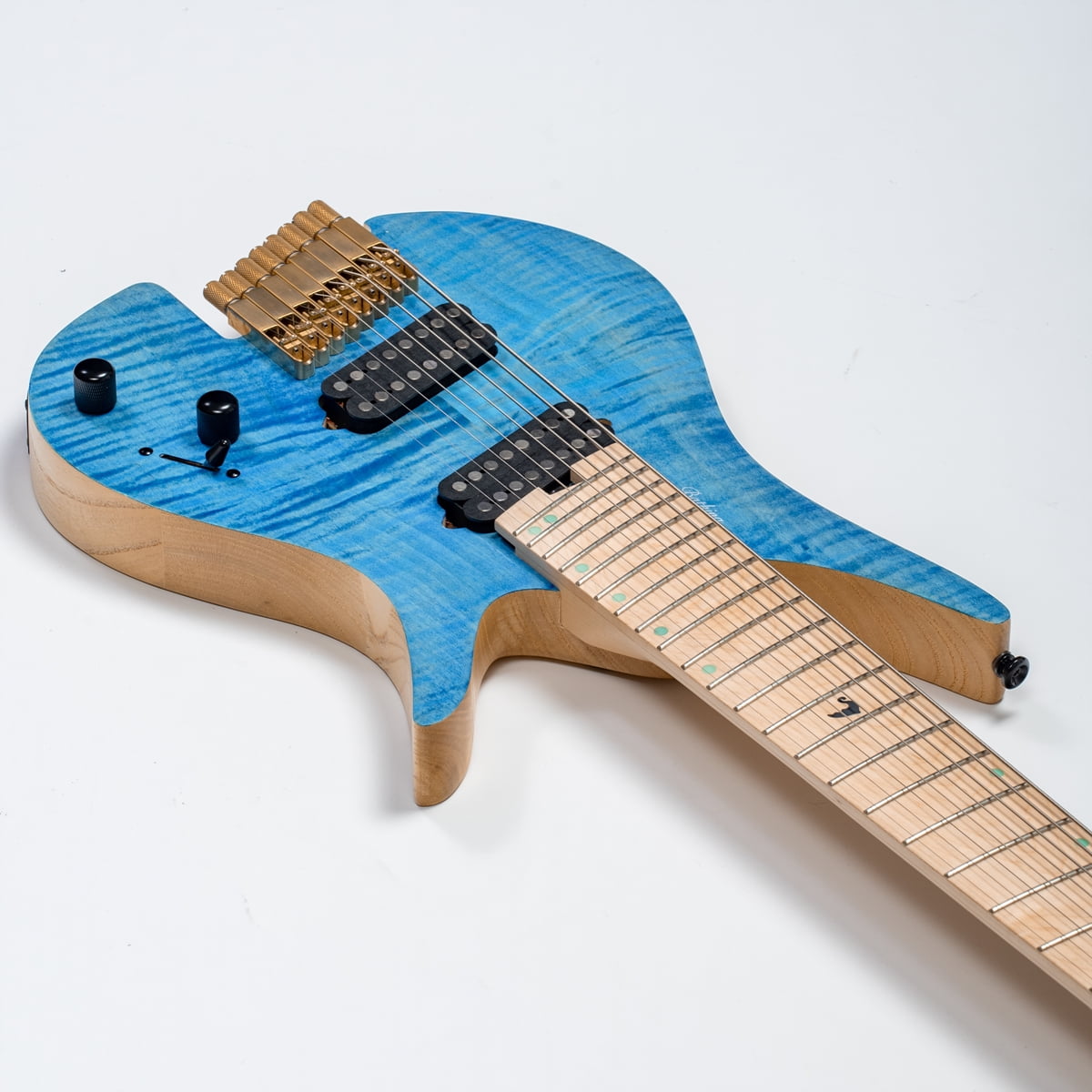 Batking Travel 8 String Electric Guitar Headless Fanned Fret  Blue Headless Guitar