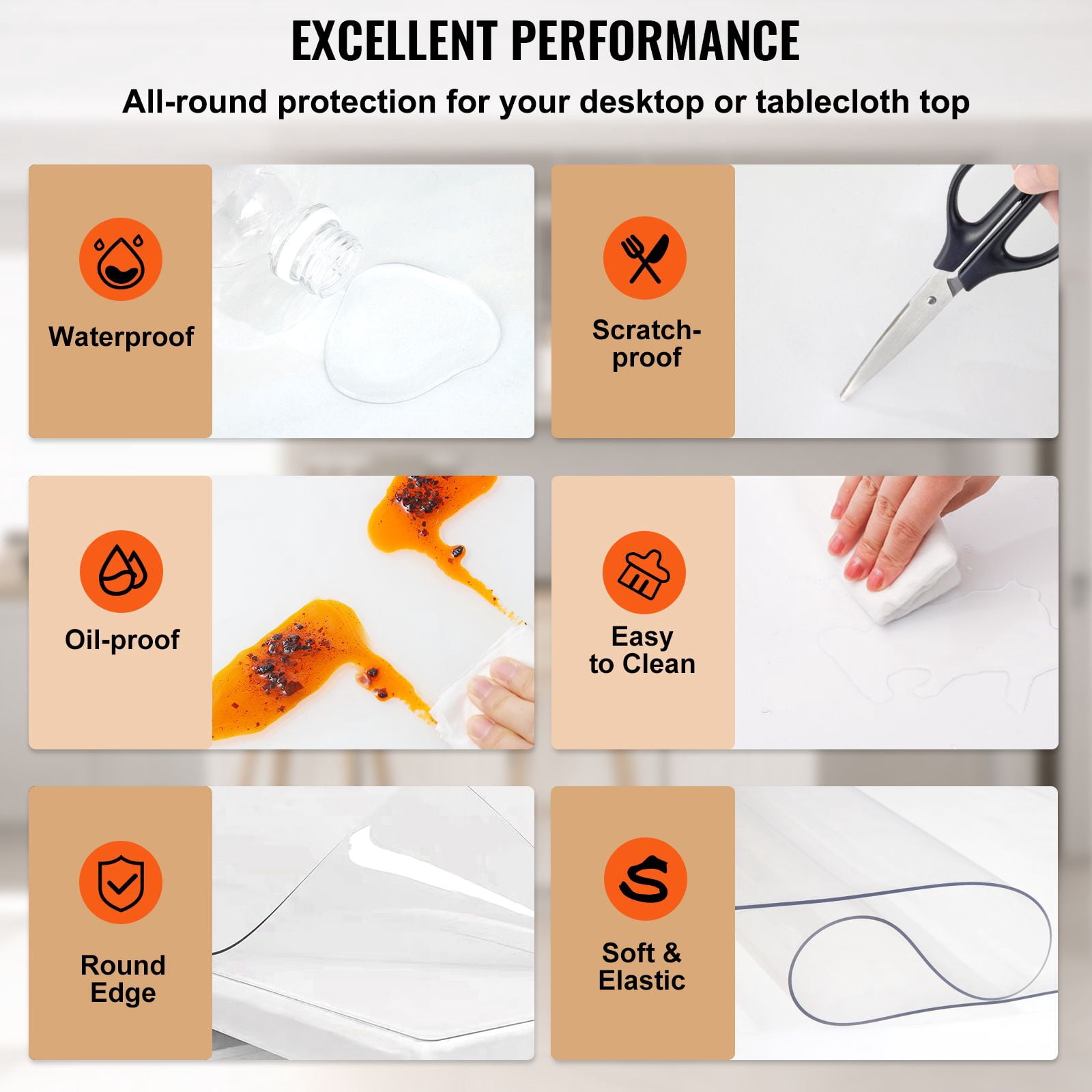 Plastic Table Cover, Transparent PVC Table Protector, Rectangle Clear Desk Mat, Water Oil Proof Table Cover for Dining Table Coffer Table Kitchen Worktable Dresser Cabinet, 45"x100"x0.06"