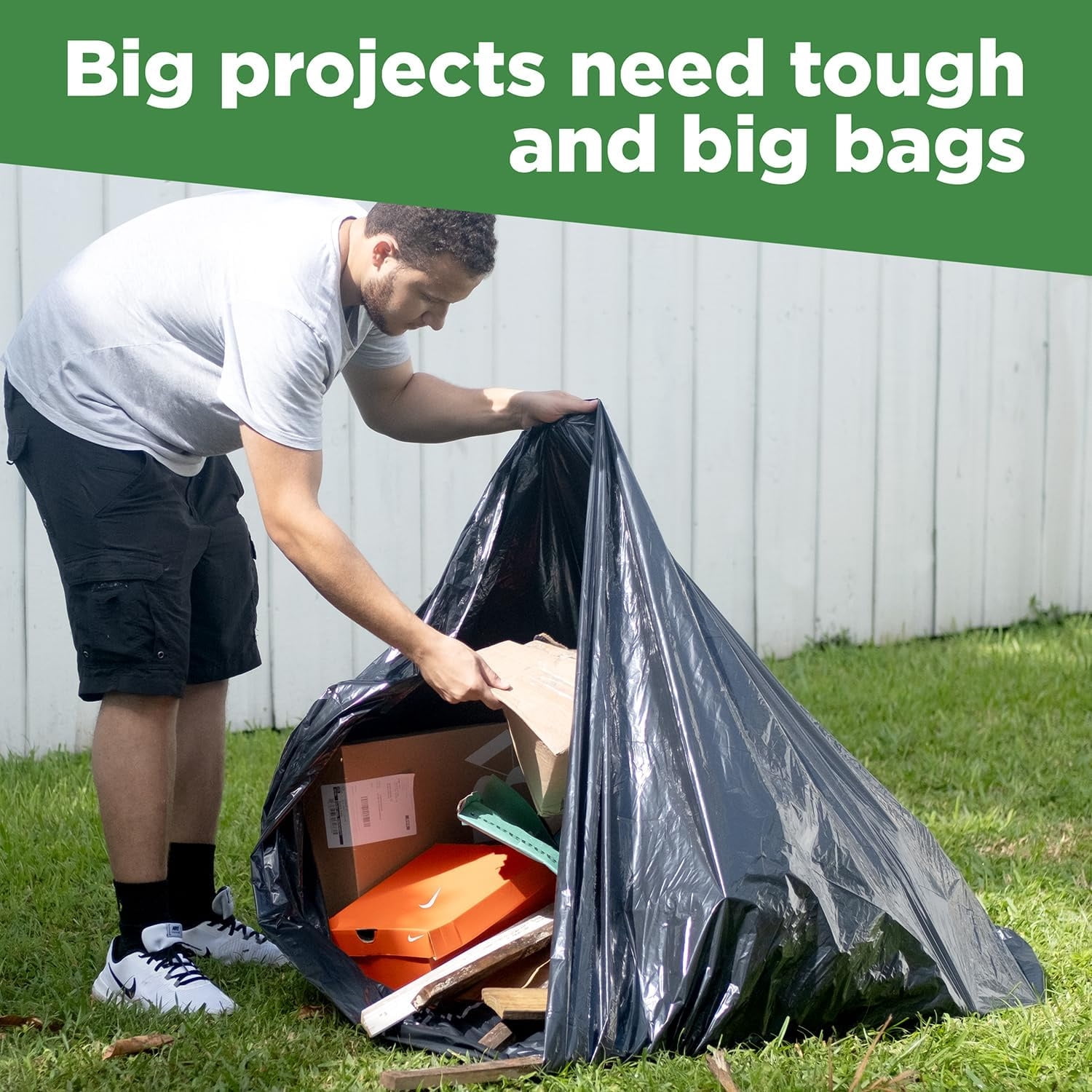 Black Garbage Bags (50 COUNT) Extra Large 90, 95, 96, 100 Gallon Can Liners