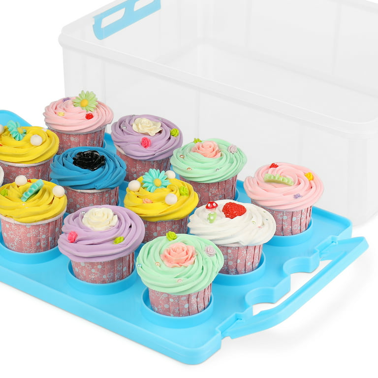 1pc Portable Cupcake Box, Can Carry 24 Standard Size Cupcakes, Durable  Muffin Travel Airtight Storage Two-Layer Holder & Reusable Cupcake  Box/Cookie C