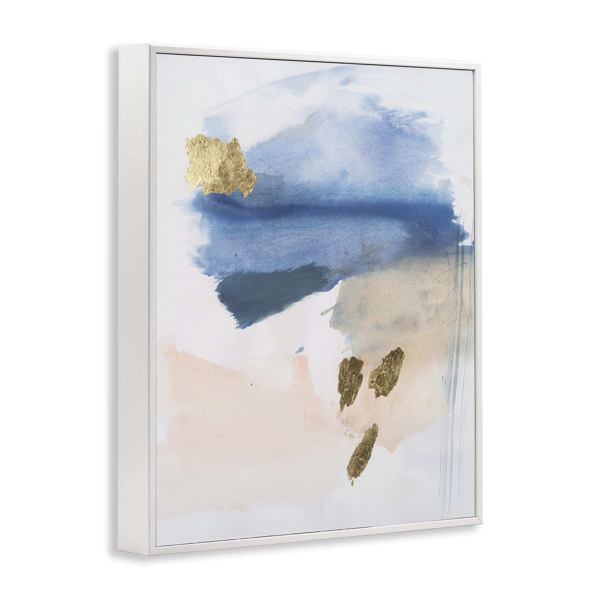 Stupell Industries Blue & Blush Ombre Abstract Painting White Framed Art Print Wall Art, 16 x 20
