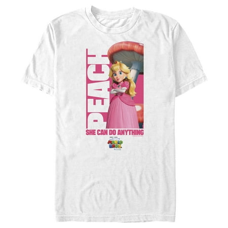 Men s The Super Mario Bros. Movie Peach She Can Do Anything Graphic Tee White Medium Men s The Super Mario Bros. Movie Peach She Can Do Anything Graphic Tee White Medium