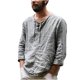 thumbnail image 1 of Camisa de blusa casual de manga larga con cuello en V para hombre Pompotops  oipoqjl8520, 1 of 3