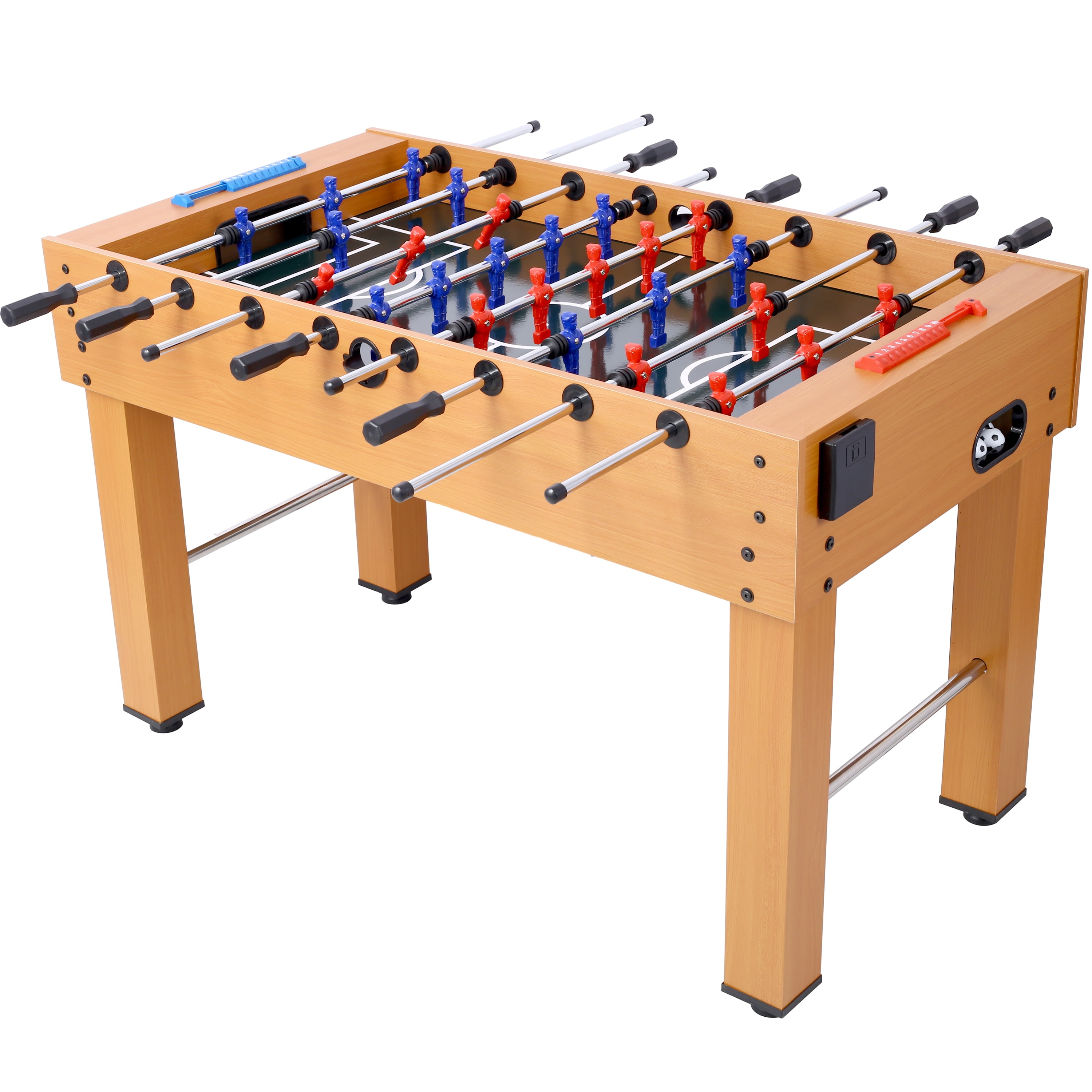 Acekid 54in Soccer Table with 4 Balls 1 Cup Holder 2 Counters Arcade Competition Sized Foosball Table Family Sports Game Table Brown