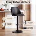 thumbnail image 3 of COLAMY Modern Adjustable Bar Stools, Set of 4 Swivel Kitchen Counter Stools, 25"-33" Height, Premium Faux Leather for 35"-45" Tables, Black, 3 of 9