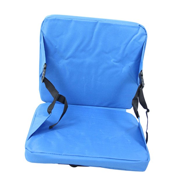 Cojín portátil para asiento de estadio, silla de suelo, tapete para sentarse, tela Oxford, cojín grueso con respaldo para acampar, eventos deportivos, azul