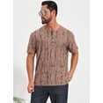 thumbnail image 4 of DARING DIVA Men's Ripped Henley Retro Short Sleeve Button Down T-Shirt L Brown, 4 of 7