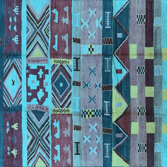Ahgly Company Indoor Square Solid Light Blue Modern Area Rugs, 4' Square