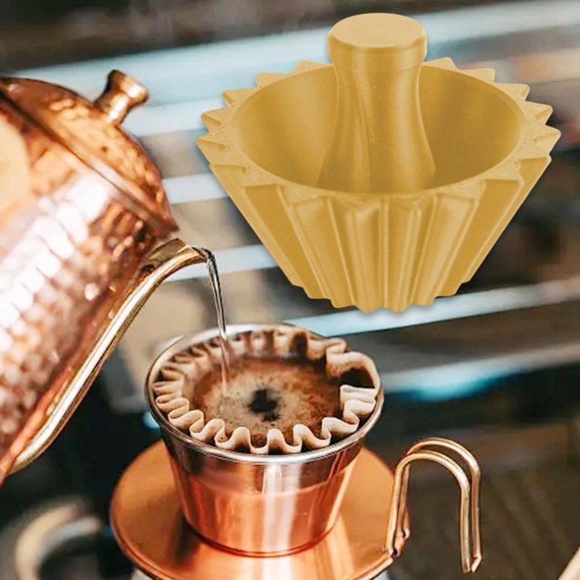 Herramienta de prensa de papel de origami de filtro de café, profesional de limpieza fácil, guarnición de café de origami, Amarillo