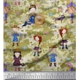 thumbnail image 1 of Soimoi Polyester Crepe Fabric Circle,Farm Boy & Girl Kids Print Fabric by The Yard 52 Inch Wide, 1 of 1
