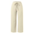 thumbnail image 3 of Women's Casual Pants Straight Leg Comfortable Elastic Waist Soft Trousers Versatile Daily Wear Stretchable Breathable Pure Color plus Size Casual Pants Rompers for Women Womens Pants Petite Casual, 3 of 7