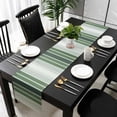 thumbnail image 5 of Dark Green Ombre Stripe Table Runner Cotton Linen 90 Inch Holiday Dresser Scarves,Farmhouse Simple Striped Tablerunner for Kitchen Coffee Dining Bedroom Home Living Room Dinner Scarf Décor 13''x90'', 5 of 9