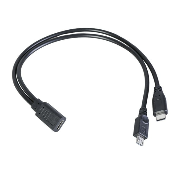 USB C Female to MicroUSB and Type C Male Y Splitter Cable for Electronic Device
