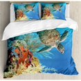 thumbnail image 3 of Turtle Duvet Cover Set Twin Size, Colorful Underwater with Turtle Swimming Among the Coral Reef Scenic Exotic View, Decorative 2 Piece Bedding Set with 1 Pillow Sham, Multicolor, by Ambesonne, 3 of 3